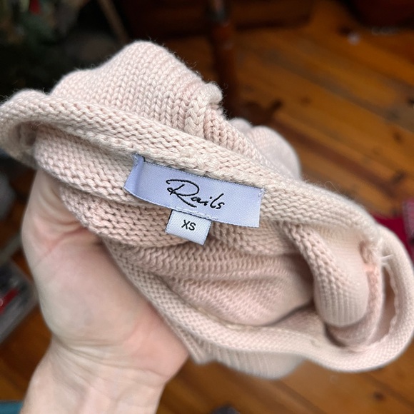 Rails Women XS Sweater Erin Sand Washed Blush Pink Textured Long Sleeve - Picture 9 of 9